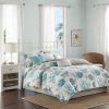 7 Piece Cotton Sateen Comforter Set Aqua Queen