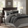 7 PC Pieced Faux Suede Comforter Set Black King
