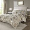 7 Piece Textured Cotton Blend Comforter Set Gray Queen