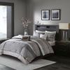 7 Piece Jacquard Comforter Set Grey/Taupe Queen
