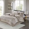 7 Piece Chenille Jacquard Comforter Set Taupe King