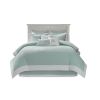Oversized Cotton Jacquard Comforter Set Aqua Queen