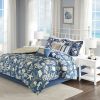 7 Piece Cotton Sateen Comforter Set Blue Cal King