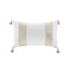 Embroidered Cotton Oblong Decorative Pillow Taupe 12x20"