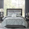 12 Piece Comforter Set with Cotton Bed Sheets Blue King