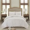 3 Piece Tufted Cotton Chenille Palm Comforter Set Off-White Full/Queen