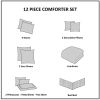 12 Piece Comforter Set with Cotton Bed Sheets Blue Cal King