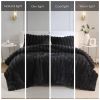 3 PCS King soft Faux Fur Ribbed Comforter Set Black