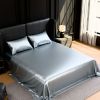Satin Bed Sheets, Queen Size Sheets Set, 4 Pcs Silky Bedding Set with 15 Inches Deep Pocket for Mattress (Queen, Grey)