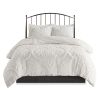 3 Piece Tufted Cotton Chenille Damask Comforter Set Off-White King/Cal King