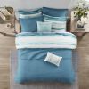 8 Piece Printed Seersucker Comforter and Quilt Set Collection Aqua Full/Queen