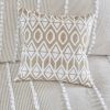 Embroidered Cotton Oblong Decorative Pillow Taupe 12x20"