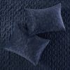 3 Piece Velvet Quilt Set Navy Full/Queen