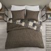 3 Piece Reversible Printed Quilt Set Black/Brown King/Cal King