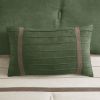7 PC Pieced Faux Suede Comforter Set Green Cal King