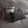 7 Piece Faux Suede Comforter Set Grey Queen